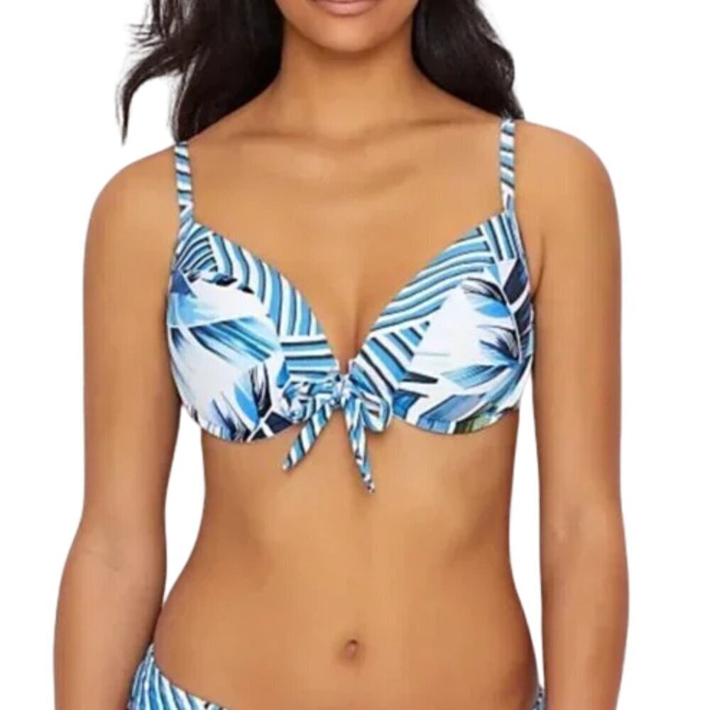 NWT La Blanca Two Cool Push Up Palm Tree Print Bikini Top Sz. 6